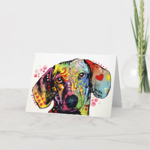 colourful Dachshund art Card