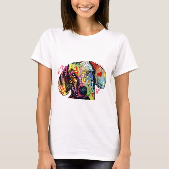 colourful Dachshund art T-Shirt (Front)