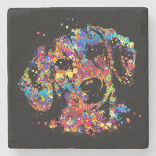 Colourful Dachshund dog - Doxie Stone Coaster