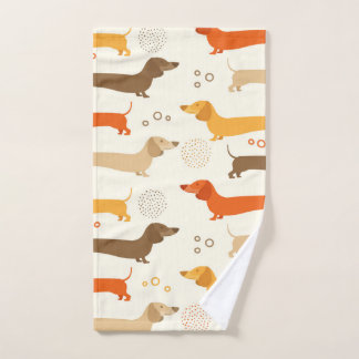 Colourful dachshund dog pattern hand towel