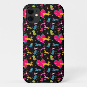 Colourful Dachshund Heart Print iPhone 11 Case