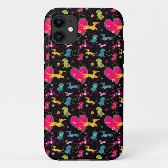 Colourful Dachshund Heart Print Case-Mate iPhone Case (Back)