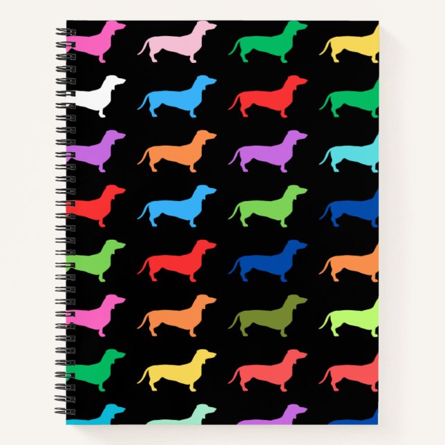 Colourful Dachshund Pattern Notebook (Front)