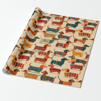 Colourful Dachshund Sweater Pattern Wrapping Paper