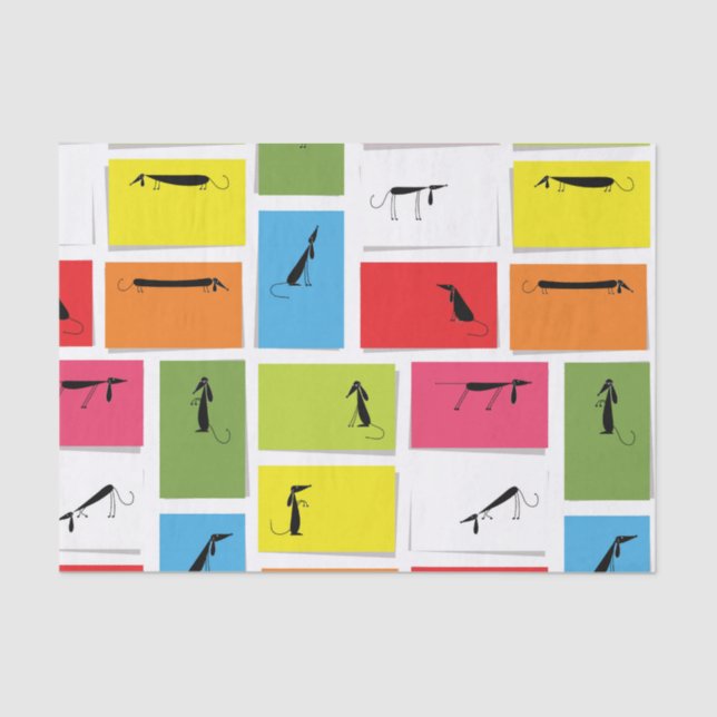 Colourful Dachshunds Tissue Paper (Front)