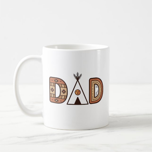 Colourful Dad Teepee Lettering Shirt Design_1 Coffee Mug (Left)