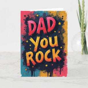 Colourful Dad You Rock Fathers Day Vibrant Holiday Card