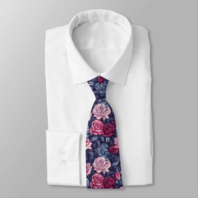 Colourful Dads Fathers Day Gifts Rose Flower Tie (Tied)