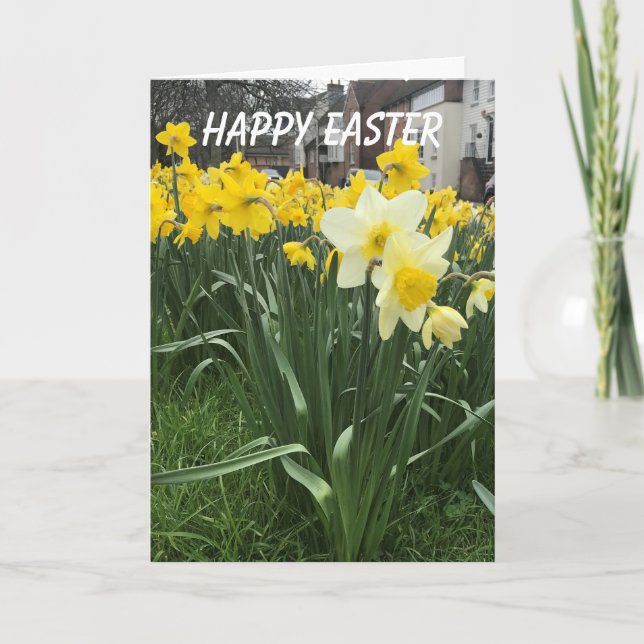 Colourful Daffodils  Easter Holiday Card (Front)