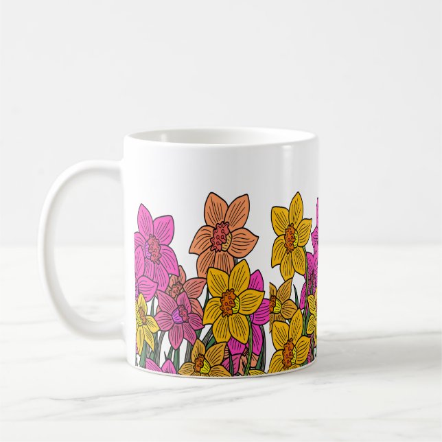 Colourful Daffodils Flowers Design Coffee Mug (Left)