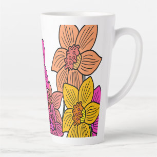 Colourful Daffodils Flowers Design Latte Mug