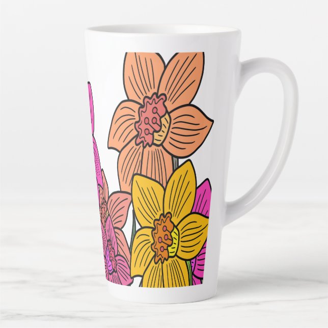 Colourful Daffodils Flowers Design Latte Mug (Right)