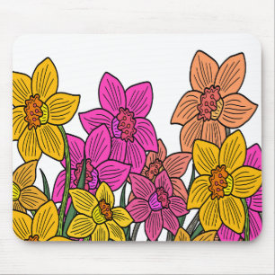 Colourful Daffodils Flowers Design Mouse Pad