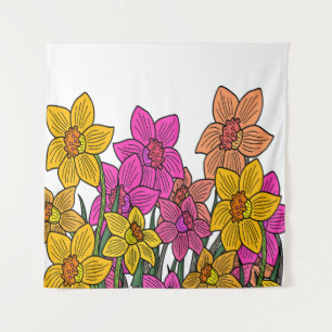 Colourful Daffodils Flowers Design Tapestry