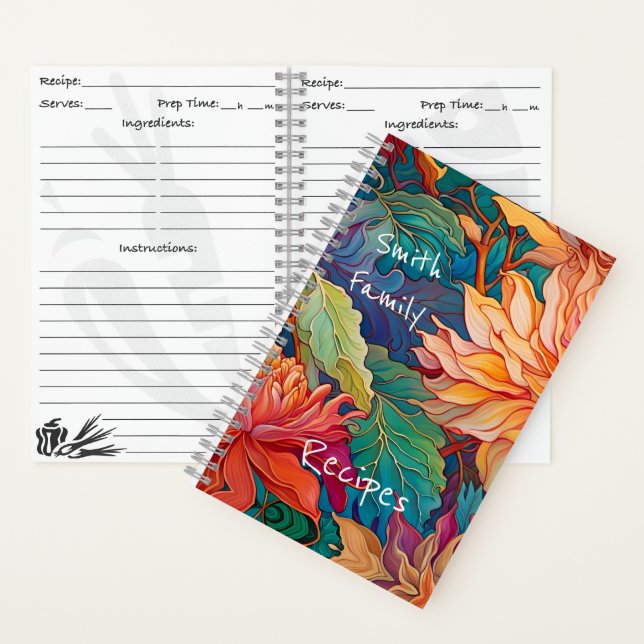 Colourful Dahlia Floral Tapestry Recipe Notebook (Inside)