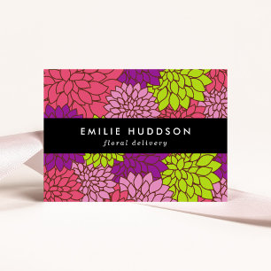 Colourful Dahlia Flowers, Floristry, Flower Shop Business Card