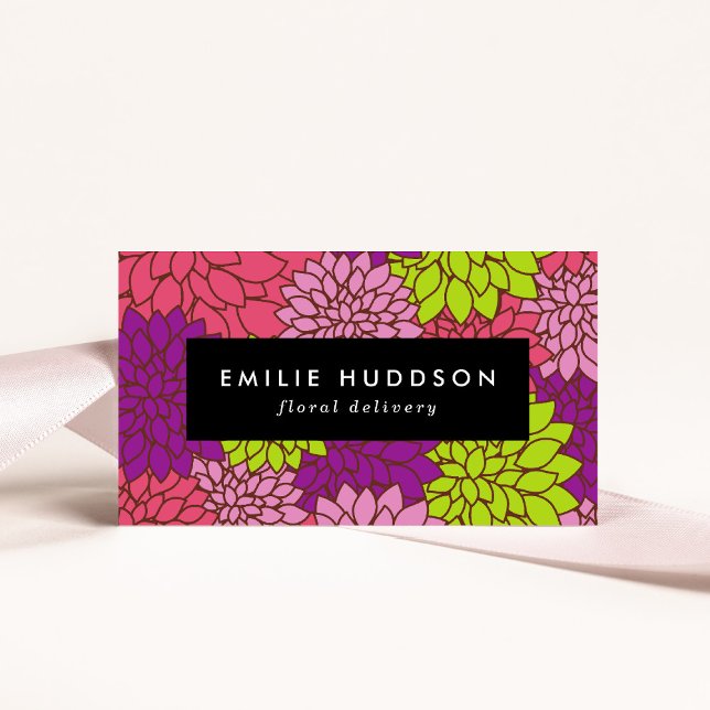 Colourful Dahlia Flowers, Floristry, Flower Shop Business Card (Creator Uploaded)