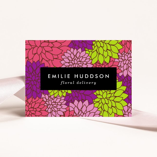 Colourful Dahlia Flowers, Floristry, Flower Shop Business Card (Creator Uploaded)
