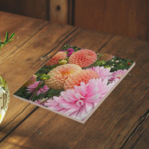 Colourful Dahlia Garden Floral Ceramic Tile