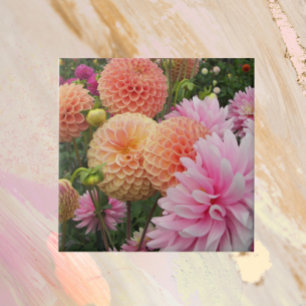 Colourful Dahlia Garden Floral Ceramic Tile