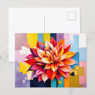 Colourful Dahlia in Modern Abstract Style Holiday Postcard