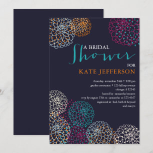 Colourful Dahlias Bridal Shower  Invitation