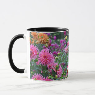Colourful dahlias flower garden mug