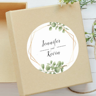 Colourful Dainty Botanical Leaf Wedding Favour  Classic Round Sticker