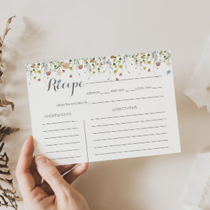 Colourful Dainty Wild Bridal Shower Recipe Card