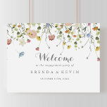 Colourful Dainty Wild Engagement Party Welcome  Poster<br><div class="desc">This colourful dainty wild engagement party welcome sign is perfect for a rustic engagement celebration. The design features hand-painted watercolor beautiful pink, blush, blue, navy, yellow, purple and green wild flowers. Make this poster your own by adding the name of the bride and groom, and the date of the engagement....</div>