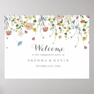 Colourful Dainty Wild Engagement Party Welcome Poster