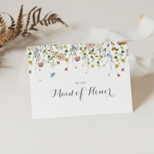 Colourful Dainty Wild Flower Bridal Party Thank Yo You Card