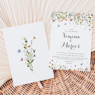 Colourful Dainty Wild Flowers Boda Wedding Invitation