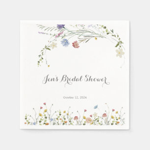Colourful Dainty Wild Flowers Bridal Shower Napkin