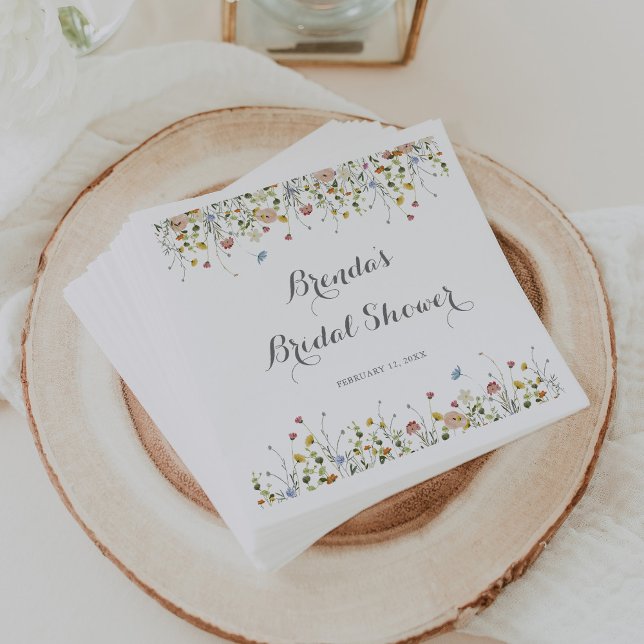 Colourful Dainty Wild Flowers Bridal Shower Napkin (Creator Uploaded)