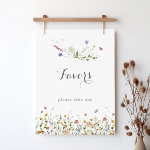 Colourful Dainty Wild Flowers Calligraphy Favours Poster