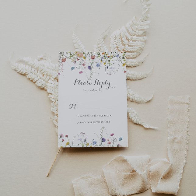 Colourful Dainty Wild Flowers Calligraphy RSVP Card (Creator Uploaded)