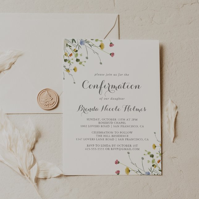 Colourful Dainty Wild Flowers Confirmation Invitation (Creator Uploaded)
