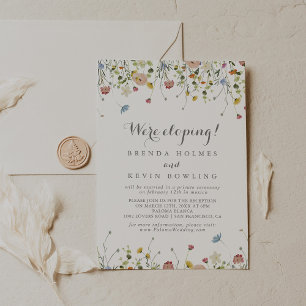 Colourful Dainty Wild Flowers Elopement Reception Invitation