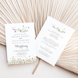 Colourful Dainty Wild Flowers Front & Back Wedding Invitation