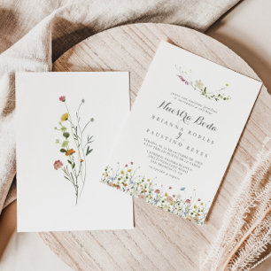 Colourful Dainty Wild Flowers Nuestra Boda Wedding Invitation