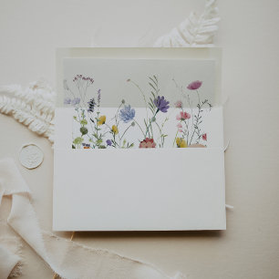 Colourful Dainty Wild Flowers Self-Addressed RSVP Envelope