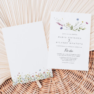 Colourful Dainty Wild Flowers Spanish Wedding Invitation