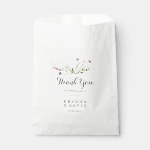 Colourful Dainty Wild Flowers Thank You Wedding Favour Bag