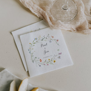 Colourful Dainty Wild Flowers Wedding Napkin