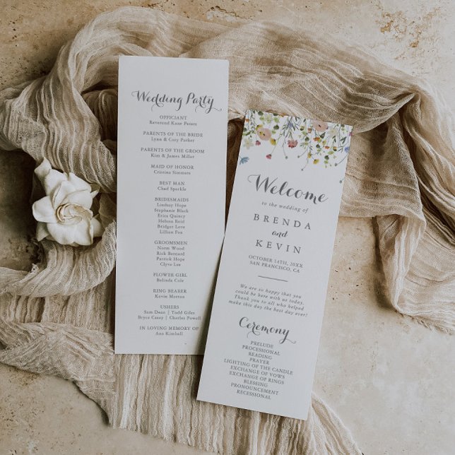 Colourful Dainty Wild Flowers Wedding Program (Creator Uploaded)