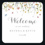 Colourful Dainty Wild Flowers Wedding Welcome Square Sticker<br><div class="desc">This colourful dainty wild flowers wedding welcome square sticker is perfect for a rustic wedding. The design features hand-painted watercolor beautiful pink,  blush,  blue,  navy,  yellow,  purple and green wild flowers.

These labels are perfect for hotel guest welcome bags and destination weddings.</div>
