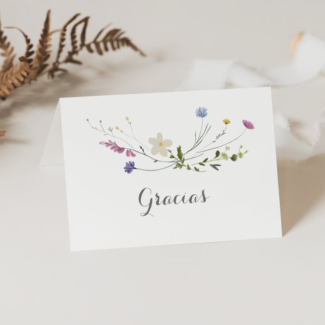 Colourful Dainty Wild Folded Wedding Gracias Card (Creator Uploaded)