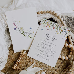 Colourful Dainty Wild We Do Again Vow Renewal Invitation