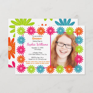 Colourful Daisies - 3x5 Birthday Invitation